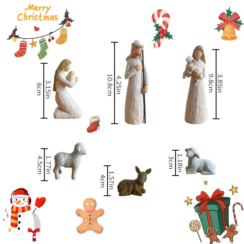 Nativity Figurine Kit - Hand-Painted Resin Nativity Scene, Christmas Decor 2025 Gift Idea