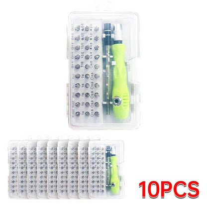 Precision2025 Edition Screwdriver Kit 32-In-1 Magnetic Bits Repair Device Kit For Phones And Tablets Green Handle Back To School
