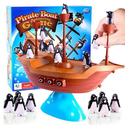 Pirate Colorful Ship Balance Game - Fun Penguin Puzzle for Kids, Parent-Child Interaction, Ideal Birthday Gift