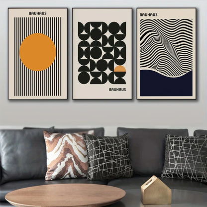 Contemporary Bauhaus Patterned Wall Art Prints Three Piece Kit