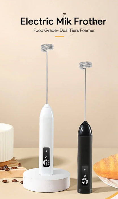 Hand-Held Foam Maker Egg Beater Coffee Drink Wand 2026 – USB Battery-Powered Motor-Driven Milk Frother 3-Speed