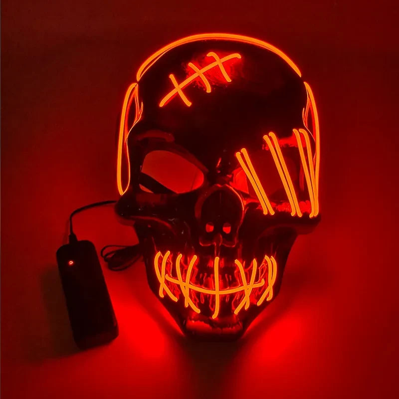 Glowing LED Skull Mask Full Face Halloween 2025 Cosplay