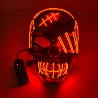Glowing LED Skull Mask Full Face Halloween 2025 Cosplay