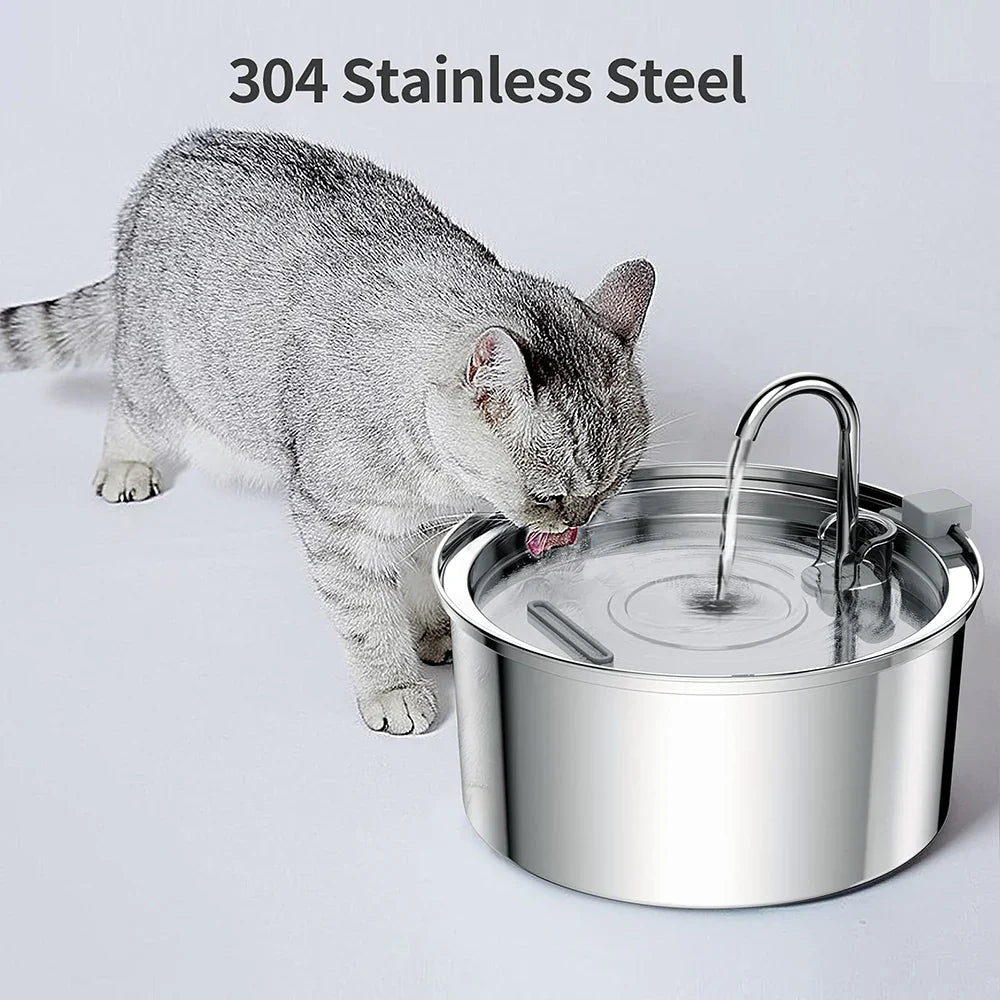 Steel Stainless Automatic Pet Water Fountain USB Mute Dog Cat Filter Bowl