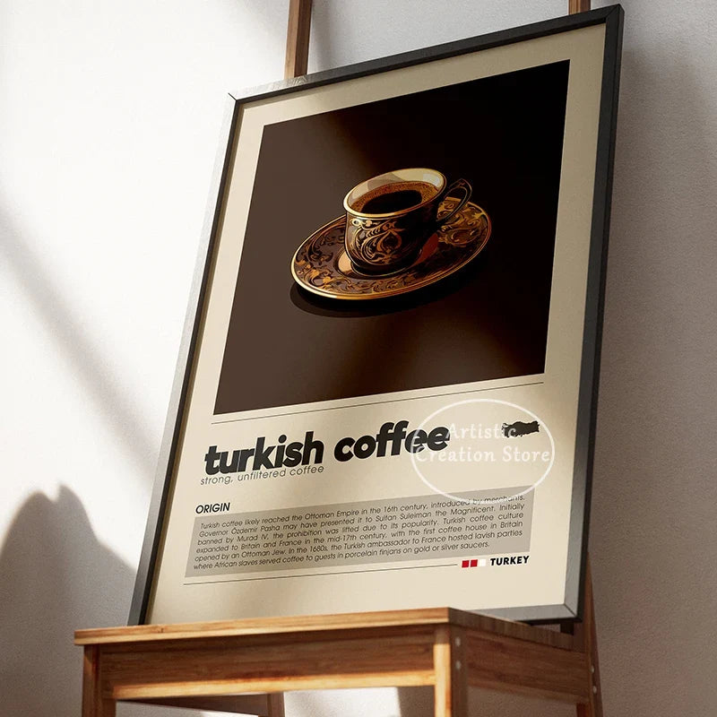 Wall Coffee Art Six Panel Minimalist Kitchen Cafe Decor