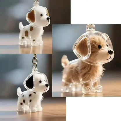 Hair Dog Keepsake Keychain Pendant Clear Resin Charm