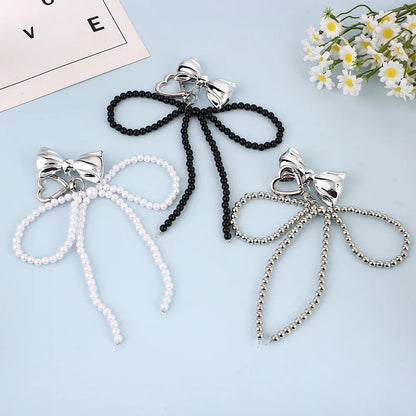 Pearl Beaded Bow Keychain Y2K Bag Charm Cute Gift Accessory