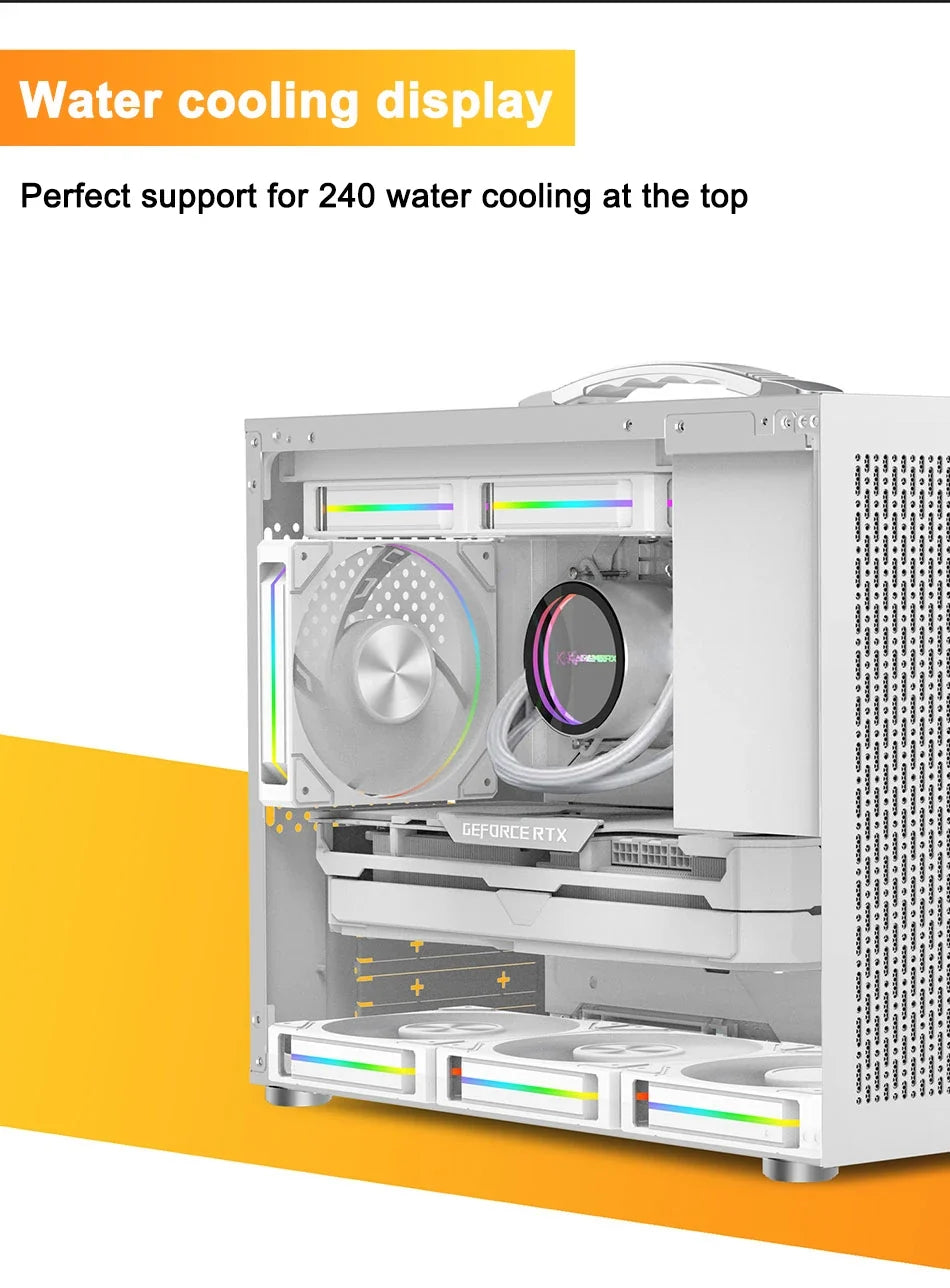 ITX Mini PC Case Transparent Side 240mm Water Cooling