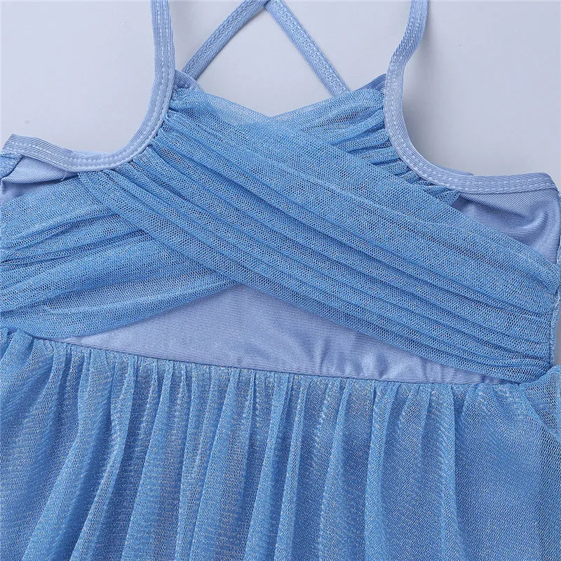 Light Girls' Dance Dress - Flowy, Glittery Mesh, Ballet & Gymnastics Costume
