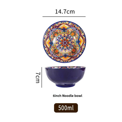 Ceramic Bohemian Rice Bowl Retro Noodle Bowl Kitchen Gift