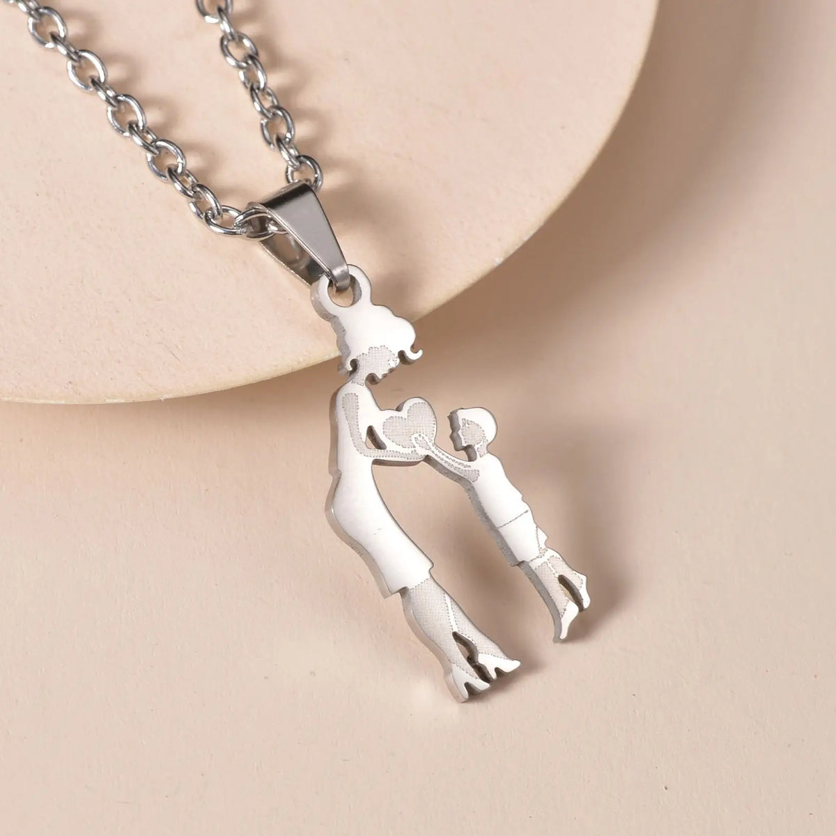 Mother's Day Gift Children Family Stainless Steel Jewelry – Silver Stainless Steel Mother & Kids Pendant Necklace