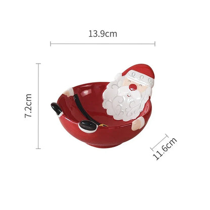 Christmas Ceramic Santa Bowl Scandinavian Holiday Breakfast Bowl