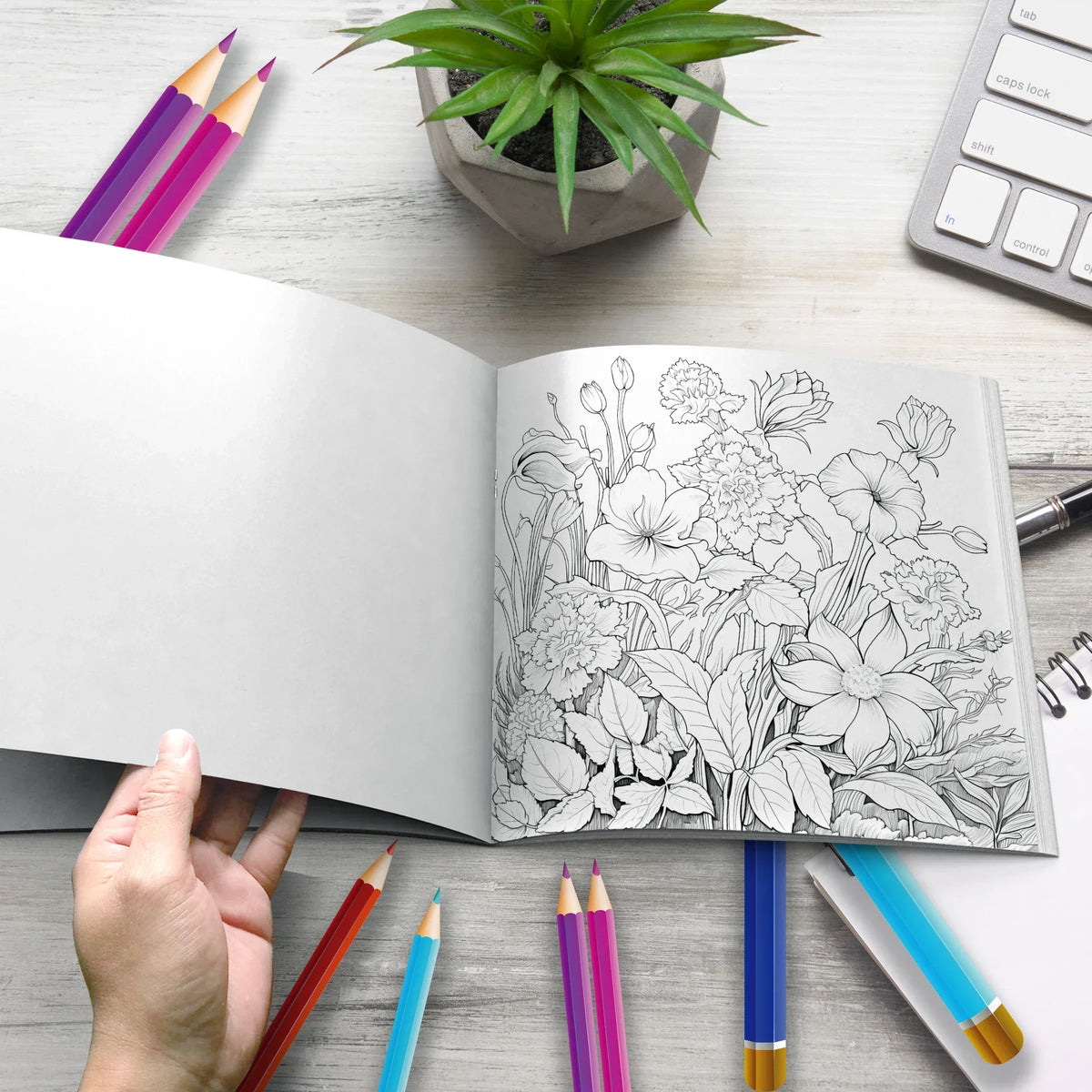 Coloring Art Book 20 Page Flower Graffiti Style Fall 2025 Trend Stress Relief Gift