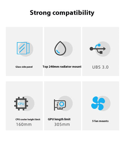 ITX Mini PC Case 240mm Water Cooling MicroATX Chassis