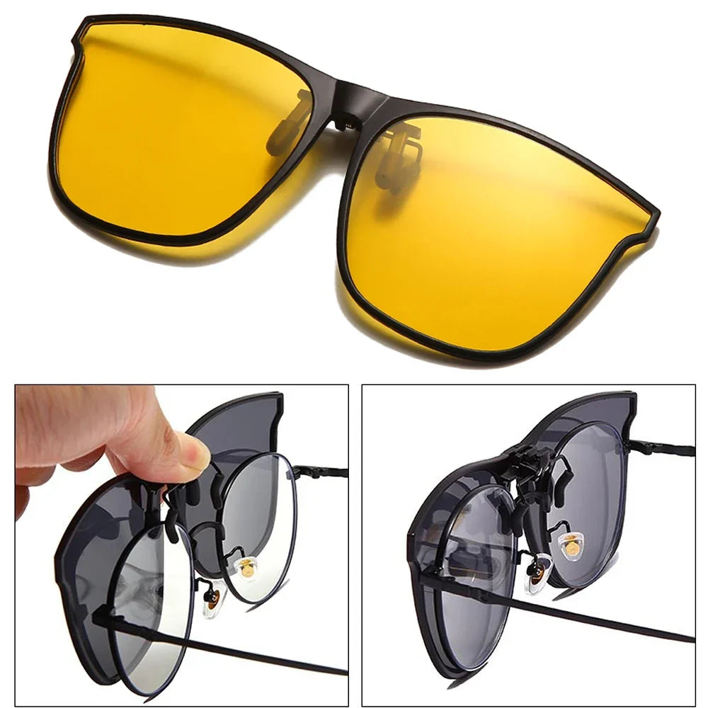 Polarized Photochromic UV Anti-Glare Driving Goggles, Vintage Square Style, Fall 2025 Safe Driving – Night Vision Clip-On Sunglasses