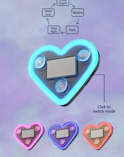Window Car Neon Light Heart Shaped LED Interior Lamp TikTok Viral Fall 2026 Solar Powered Wiring Free