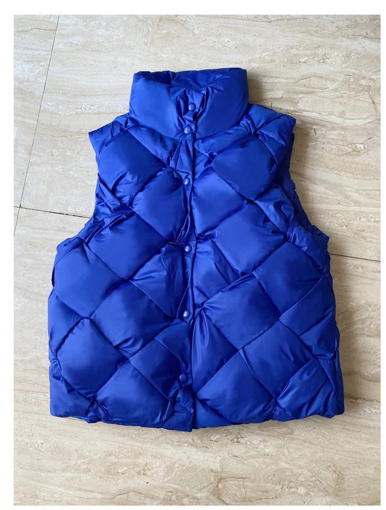 Women Insulating Puffer Vest - Boxy Quilt Polyfill Winter