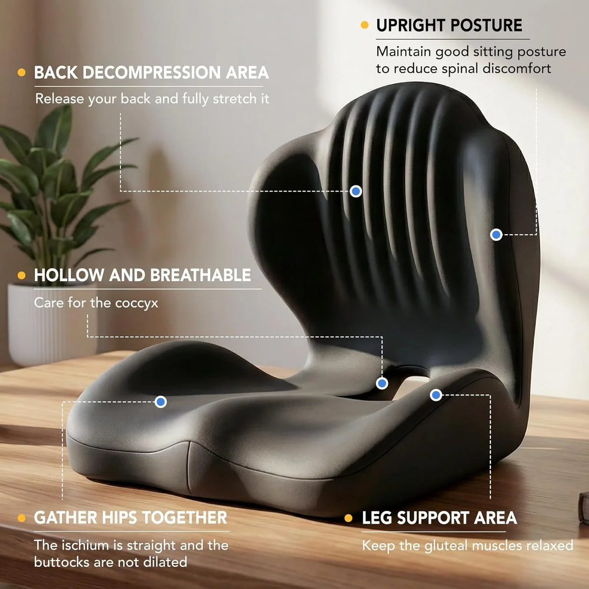Comfort-Grip Lumbar Support for Office Chair and Car, Stress Relief – Memory Foam Seat Cushion