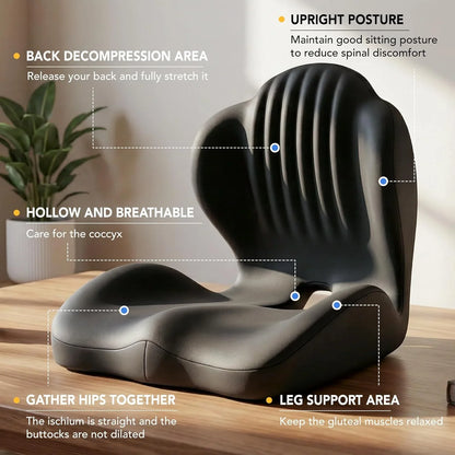 Lumbar Relief for Office Chair Car Wheelchair 2026 – Comfort-Grip Memory Foam Seat Cushion with Back Support