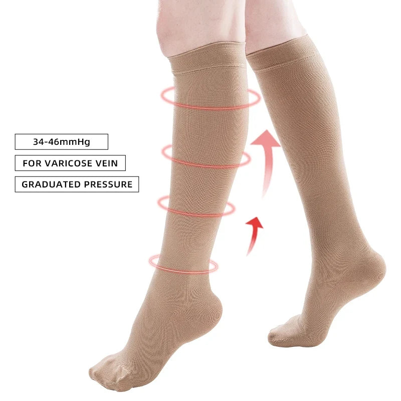 Varicose Veins Support Calf Sleeve Unisex S–7XL 2026 – Medical Grade Compression Stockings 34–46mmHg Class 3