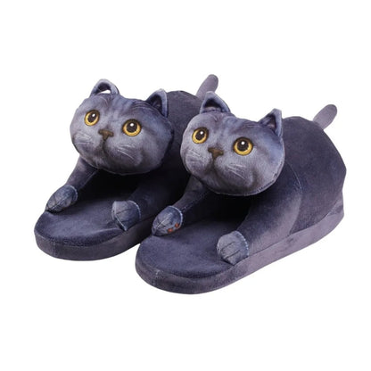 Plush cozy women's cat-face plush slippers - cat-face design, plush upper, EVA sole, indoor wear for winter
