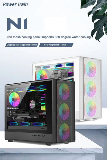 Vertical MicroATX Glass PC Case Supports 360mm Radiator