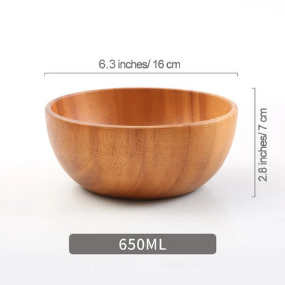 Wooden Acacia Bowl Japanese Style Salad Bowl Ramadan