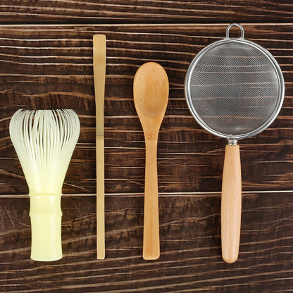 Bamboo Matcha Whisk Kit With Holder Scoop Sifter Starter