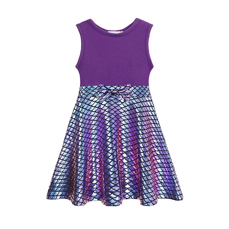 Light girls' dress - sleeveless a-line, polyester, elastane, casual summer wear