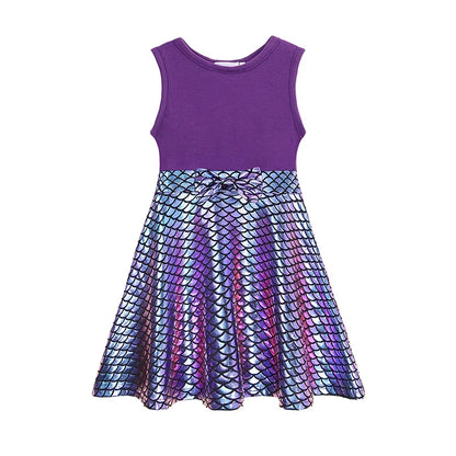 Light girls' dress - sleeveless a-line, polyester, elastane, casual summer wear