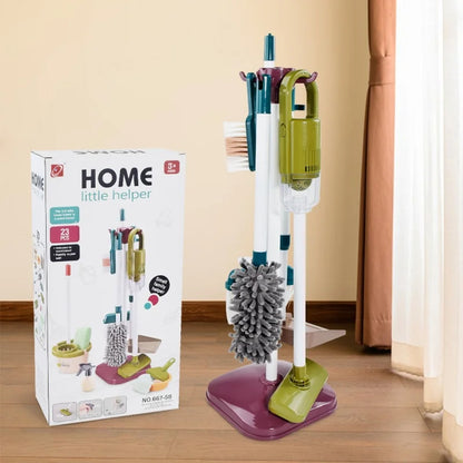 Kids Pretend Play Cleaning Kit - Broom & Vacuum Toy for Boys and Girls, 23-Piece Sanitation Fun