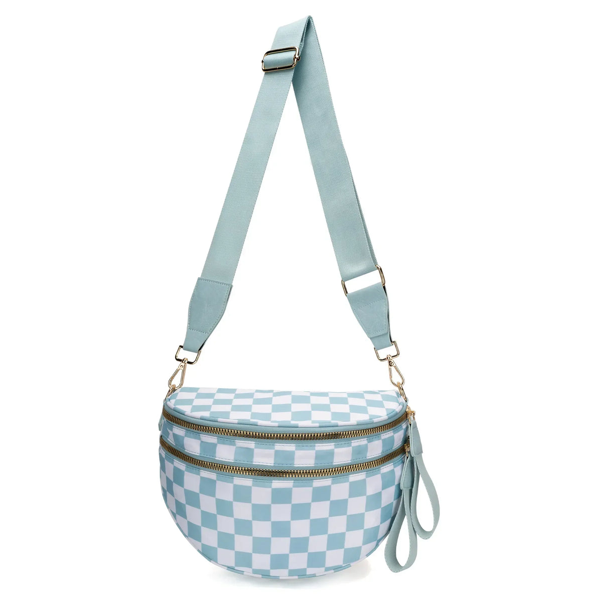 large capacity bum bag, adjustable crossbody mommy travel bag – Casual women's checkered fanny pack