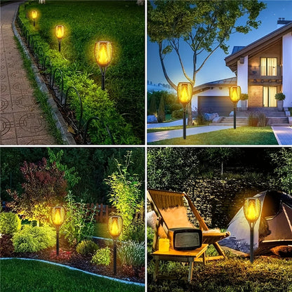 LED Solar Flame Torch Light - Water-Resistant Outdoor Garden Decoration, Flickering Lawn Lamp