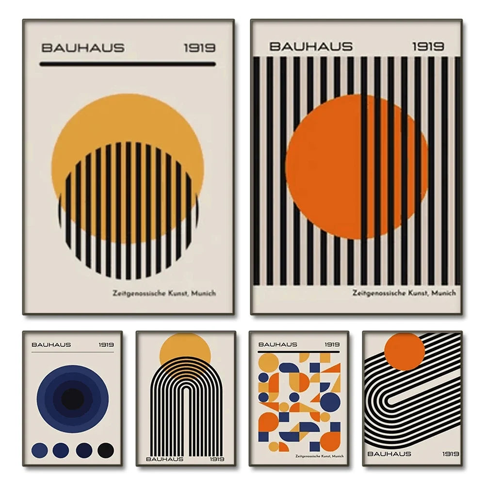 Bauhaus Abstract Patterned Posters Vertical Canvas Art