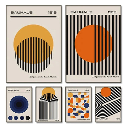 Bauhaus Abstract Patterned Posters Vertical Canvas Art