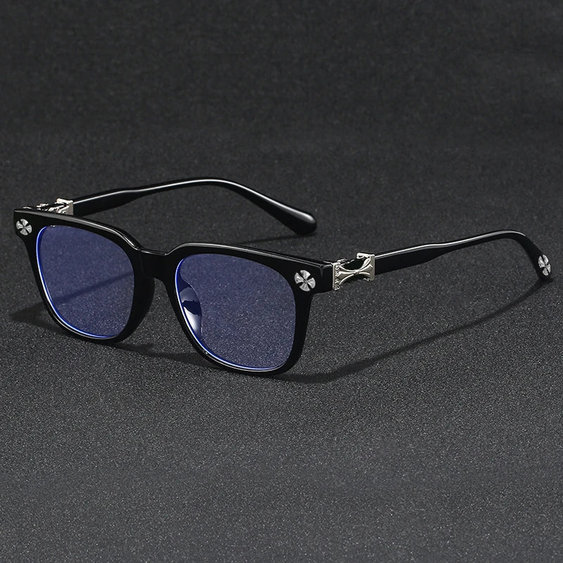 Light Blue Blocking Glasses - Oversized Frame Computer Eyewear With Rhinestone Decor, Fall 2026 Trend Gift