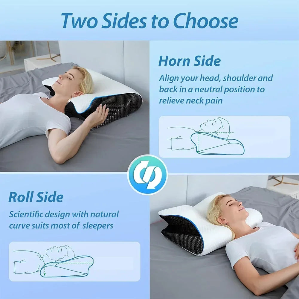 Foam Memory Cervical Neck Pillow Orthopedic Slow Rebound Support for Sleep & Relaxation
