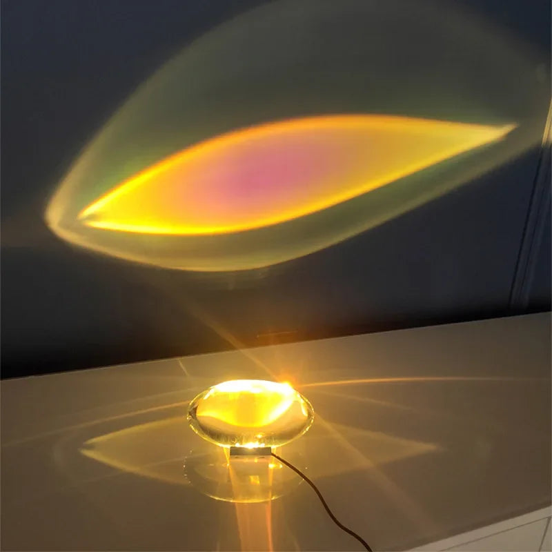 Table LED Lamp Crystal Projector Oval Glass Bedside Lamp Fall 2025 Halloween Mood Lighting Decor