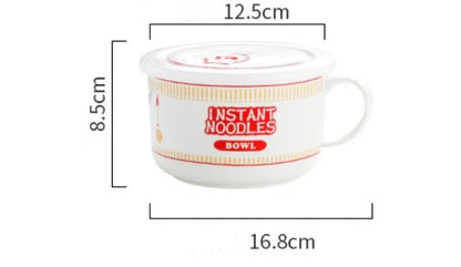 Noodle Instant Bowl Ceramic With Handle And Lid Large