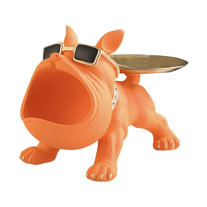 Resin Bulldog Storage Sculpture - Trendy Key Holder & Candy Tray for Household Decor