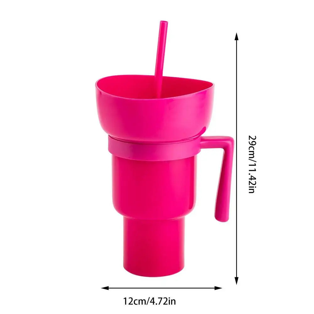 Snack2025 Edition Cup 2 In 1 Snack Bowl Tumbler Splash Proof Leakproof Popcorn Stadium Cup Movie Night Fall