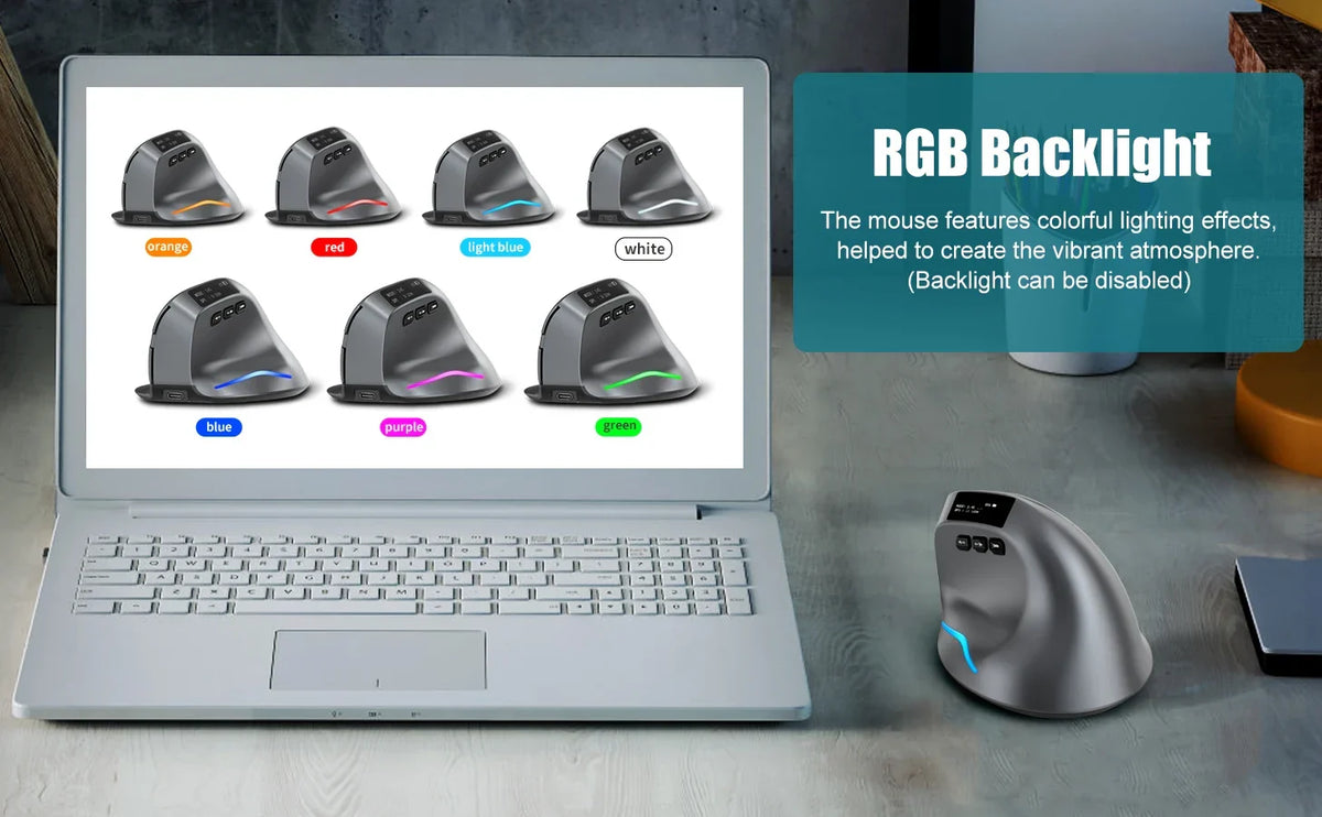 Bluetooth Vertical Comfort-Grip Mouse With OLED Screen