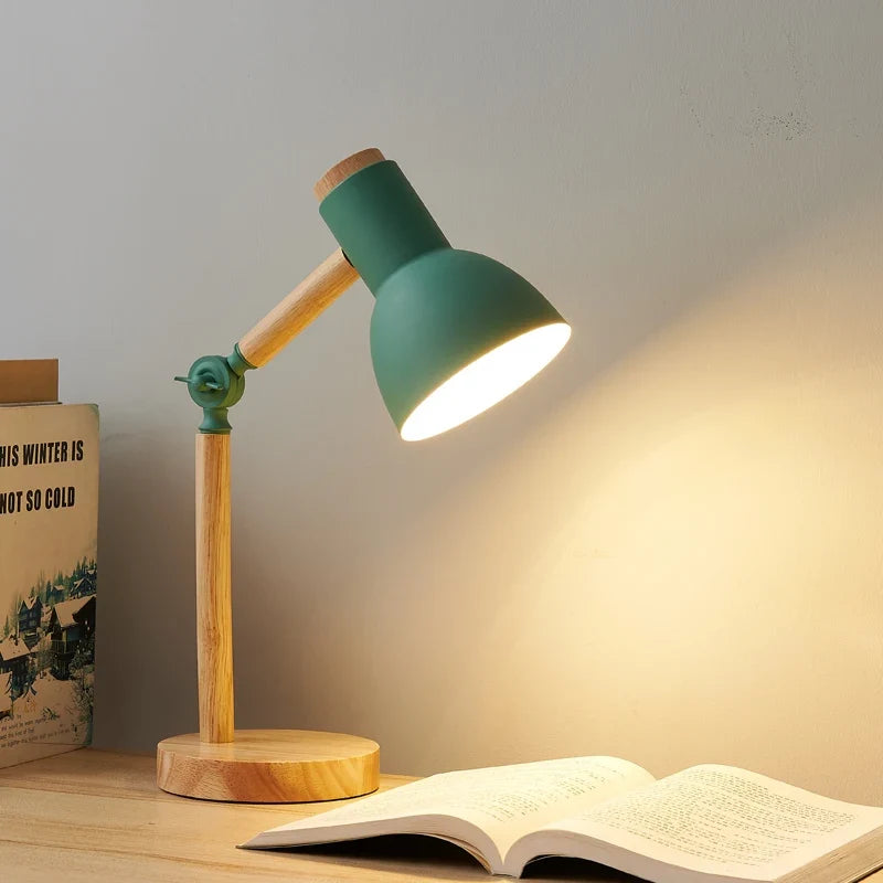 Eye Protection Compact Table Lamp - Cute Macaron Wood Desk Lamp for Bedroom No Bulb