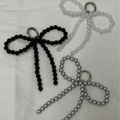 Pearl Beaded Bow Keychain Y2K Bag Charm Cute Gift Accessory