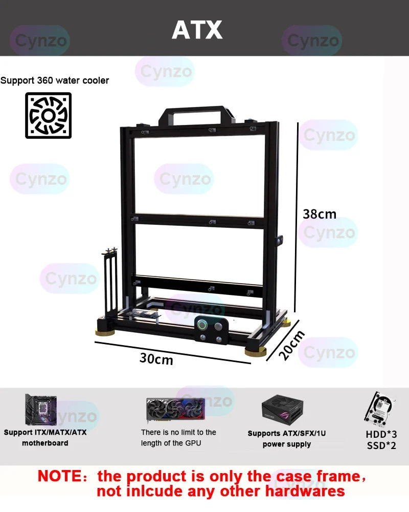 Frame Open ATX PC Case Rack Modular Water Air Cooling