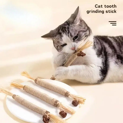 Organic Silver Vine Cat Dental Chew Rod - Bite-Resistant Matatabi Teeth Cleaning Toy