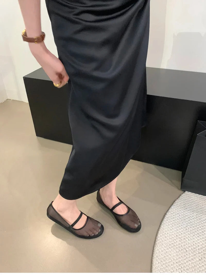 Light Women’s Mary Jane Flats - Shallow Mesh, Casual