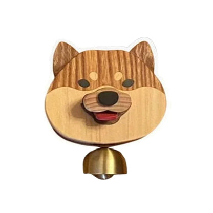 Shiba Wooden Inu Wind Chime Doorbell - Magnetic Shopkeepers Bell for Door Opening