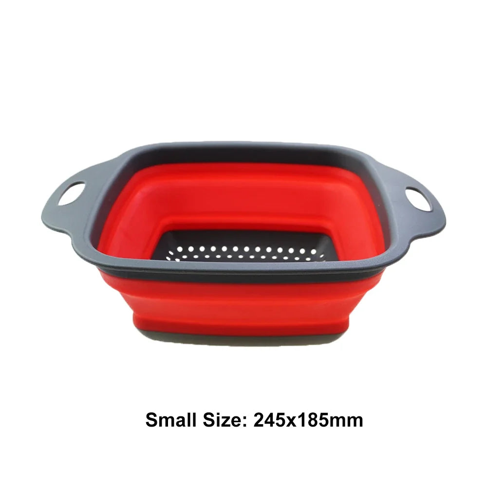 Silicone2026 Edition Folding Drain Basket 2-In-1 Collapsible Colander For Fruits And Vegetables Space-Saving Kitchen Device Fall