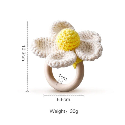 Bear Crochet Teether Rattle Ring Newborn Sensory Toys